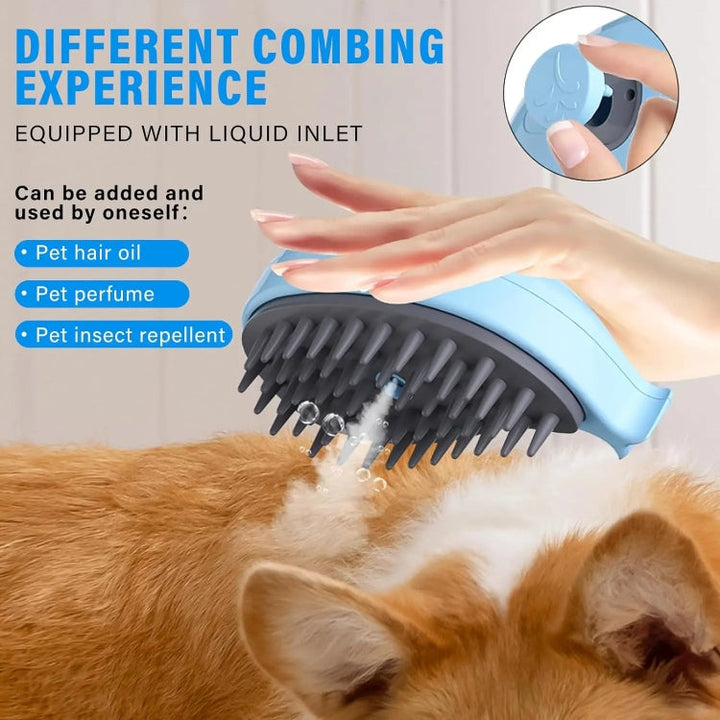 Pet Spray Steam Brush Cat Dog Care Massage Comb (Dolphin Pink)