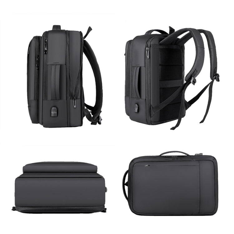 Lisslune | Expandable waterproof laptop backpack for business with USB port (Black)
