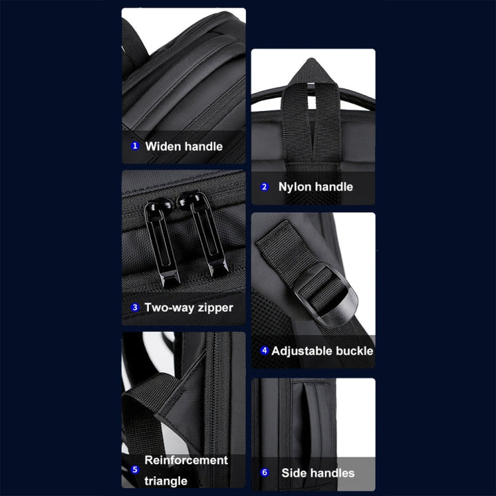 Lisslune | Expandable waterproof laptop backpack for business with USB port (Black)