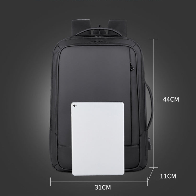 Lisslune | Expandable waterproof laptop backpack for business with USB port (Black)