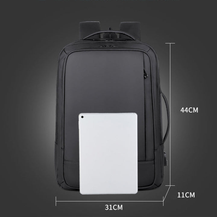 Lisslune | Expandable waterproof laptop backpack for business with USB port (Black)