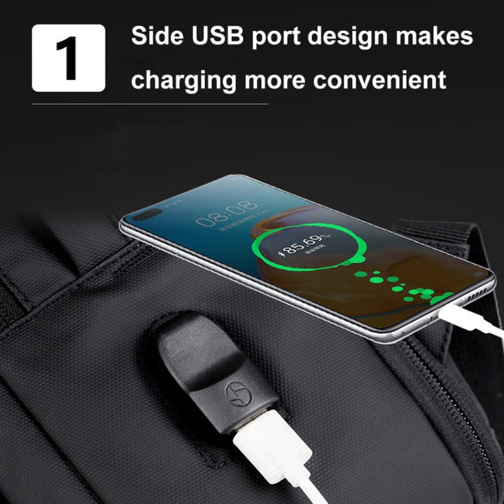 Lisslune | Expandable waterproof laptop backpack for business with USB port (Black)