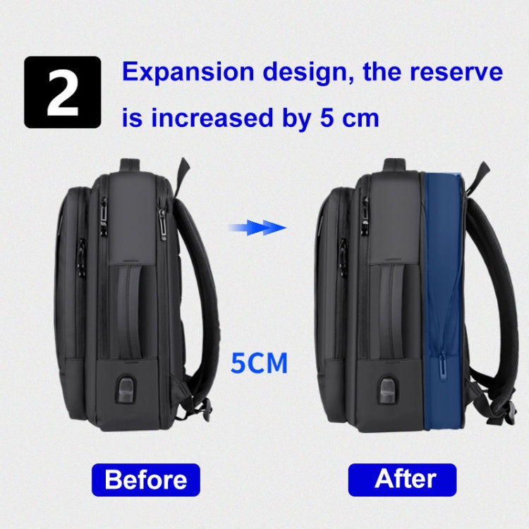 Lisslune | Expandable waterproof laptop backpack for business with USB port (Black)