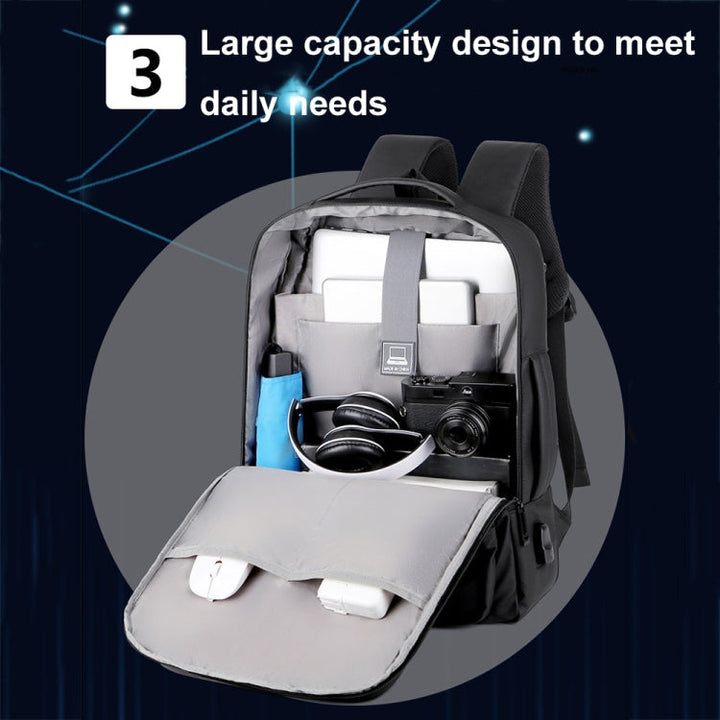 Lisslune | Expandable waterproof laptop backpack for business with USB port (Black)