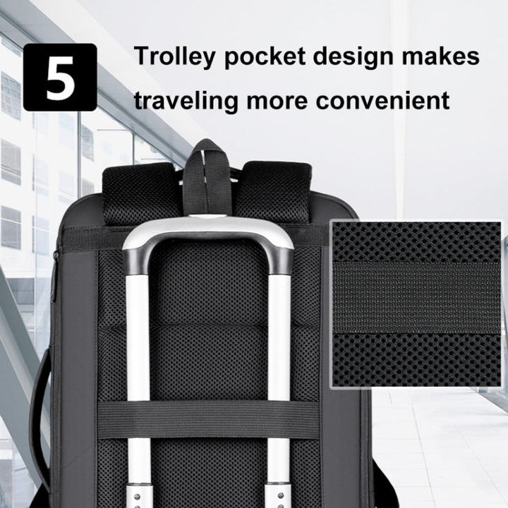 Lisslune | Expandable waterproof laptop backpack for business with USB port (Black)