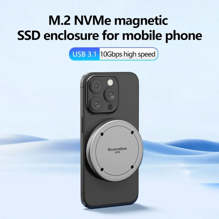 Lisslune | Blueendless M3N Magnetic M.2 2230 / 2242 NVMe SSD Enclosure 10Gbps Type-C USB3.1 SSD Enclosure For Mobile Phone