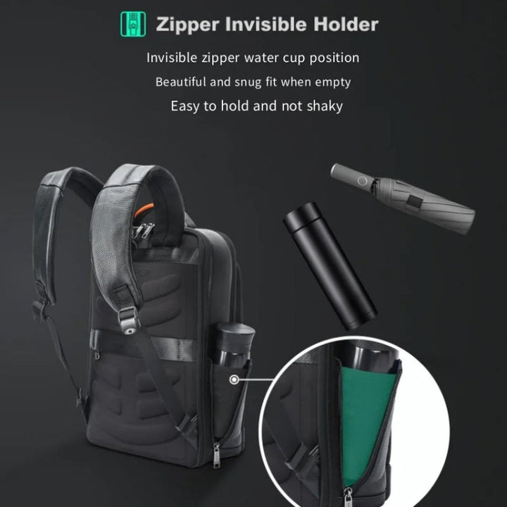 Lisslune | Bopai AL-61-122631B Large Capacity Cowhide Laptop Backpack With USB+Type-C Connection (High-End Version)