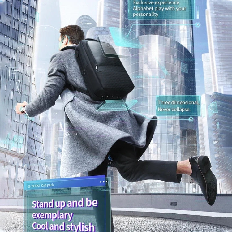 Lisslune | Bopai 61-26111 Large Capacity Business Commuter Laptop Backpack with USB+Type-C Connection (Black)