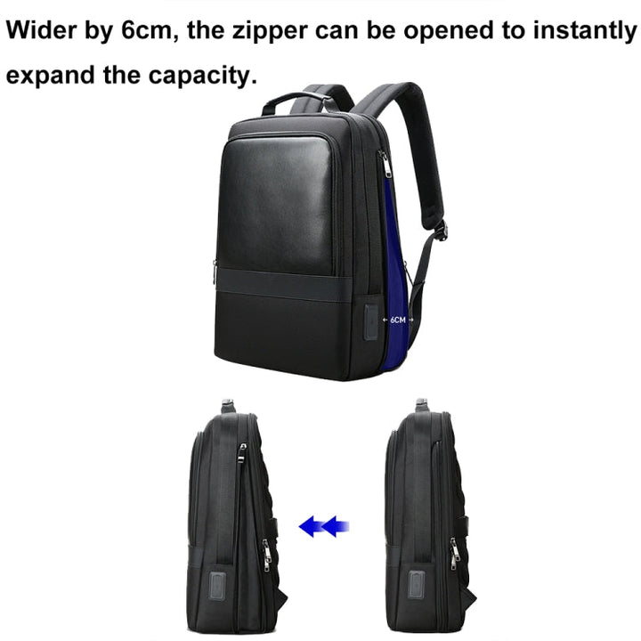 Lisslune | Bopai 61-26111 Large Capacity Business Commuter Laptop Backpack with USB+Type-C Connection (Black)