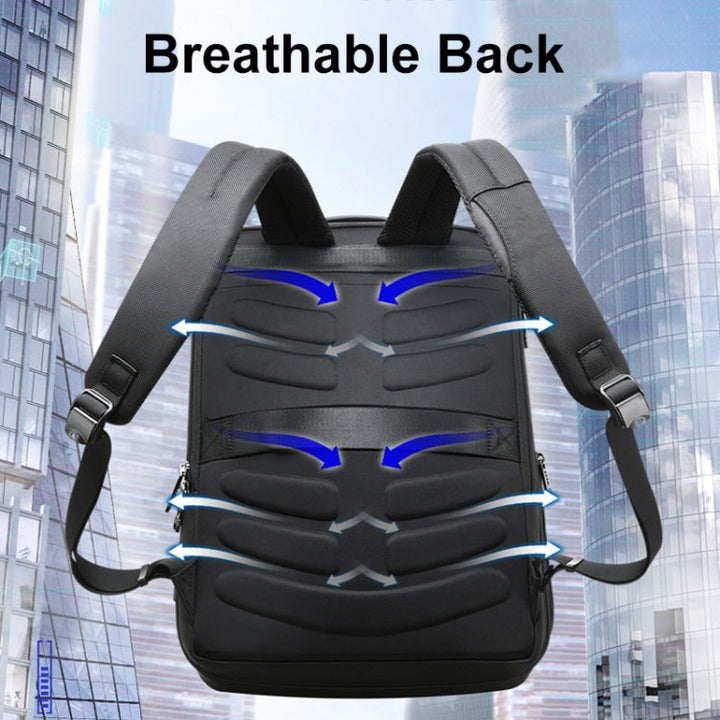 Lisslune | Bopai 61-26111 Large Capacity Business Commuter Laptop Backpack with USB+Type-C Connection (Black)