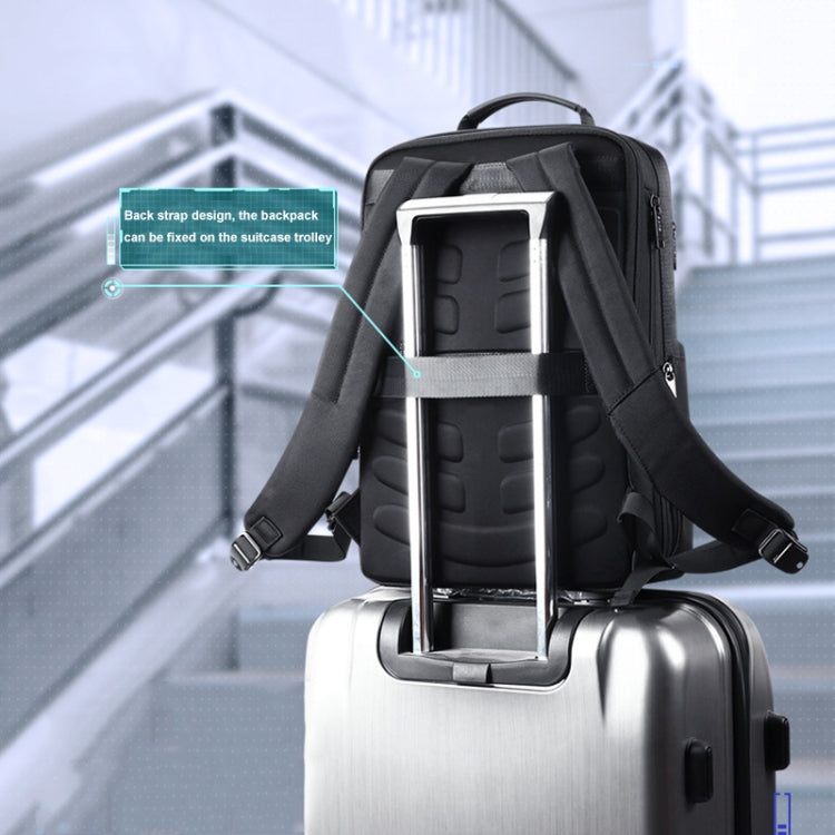 Lisslune | Bopai 61-26111 Large Capacity Business Commuter Laptop Backpack with USB+Type-C Connection (Black)