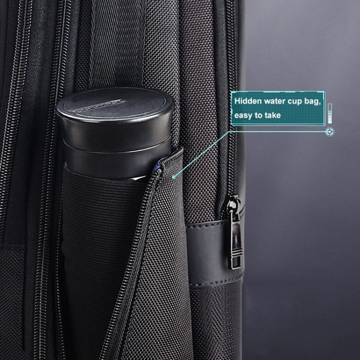 Lisslune | Bopai 61-26111 Large Capacity Business Commuter Laptop Backpack with USB+Type-C Connection (Black)