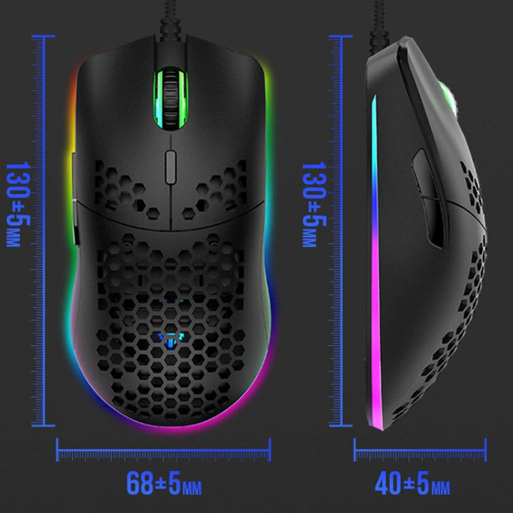 Lisslune | XUNSVFOX XYH90 Wired Hollow Mouse RGB Illuminated Macro Programming Gaming Mouse (Black)