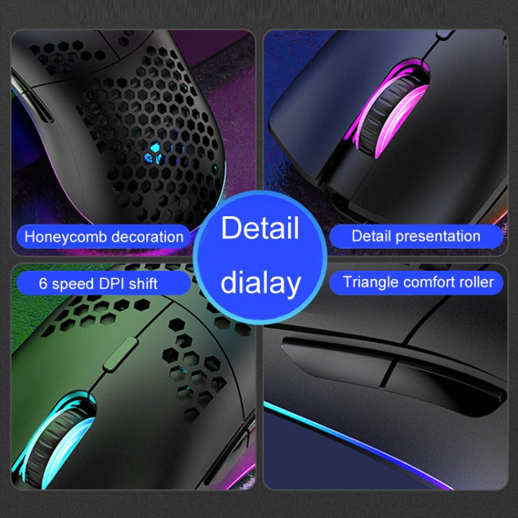 Lisslune | XUNSVFOX XYH90 Wired Hollow Mouse RGB Illuminated Macro Programming Gaming Mouse (Black)