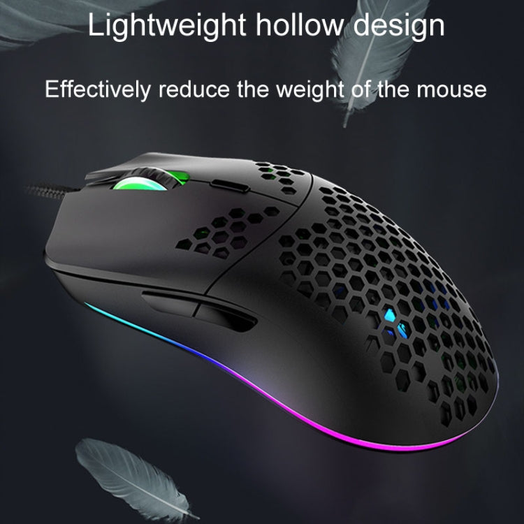 Lisslune | XUNSVFOX XYH90 Wired Hollow Mouse RGB Illuminated Macro Programming Gaming Mouse (Black)