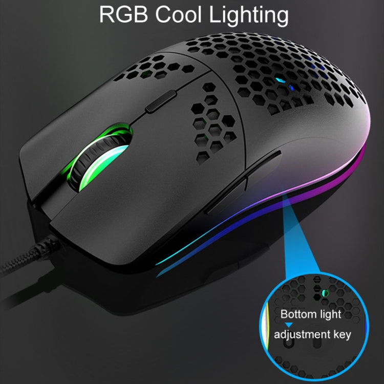 Lisslune | XUNSVFOX XYH90 Wired Hollow Mouse RGB Illuminated Macro Programming Gaming Mouse (Black)