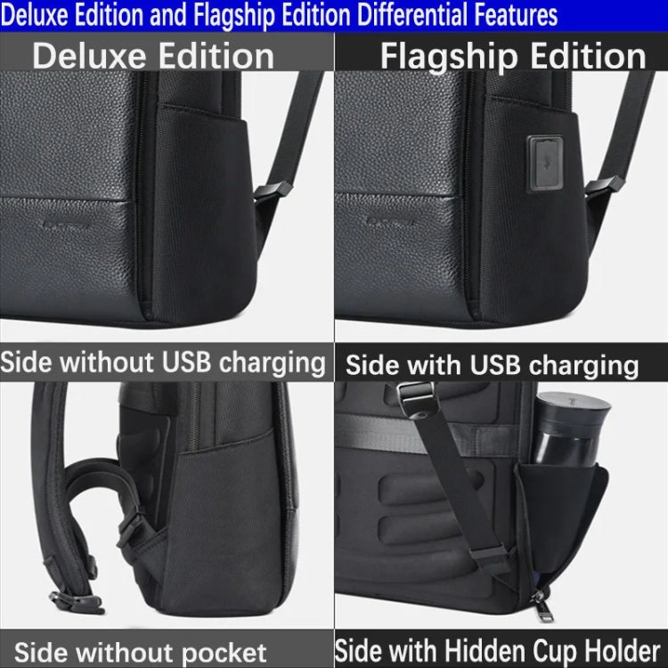 Lisslune | Bopai First-Layer Cowhide Business Commuter Waterproof and Lightweight Laptop Backpack, Color: Flagship