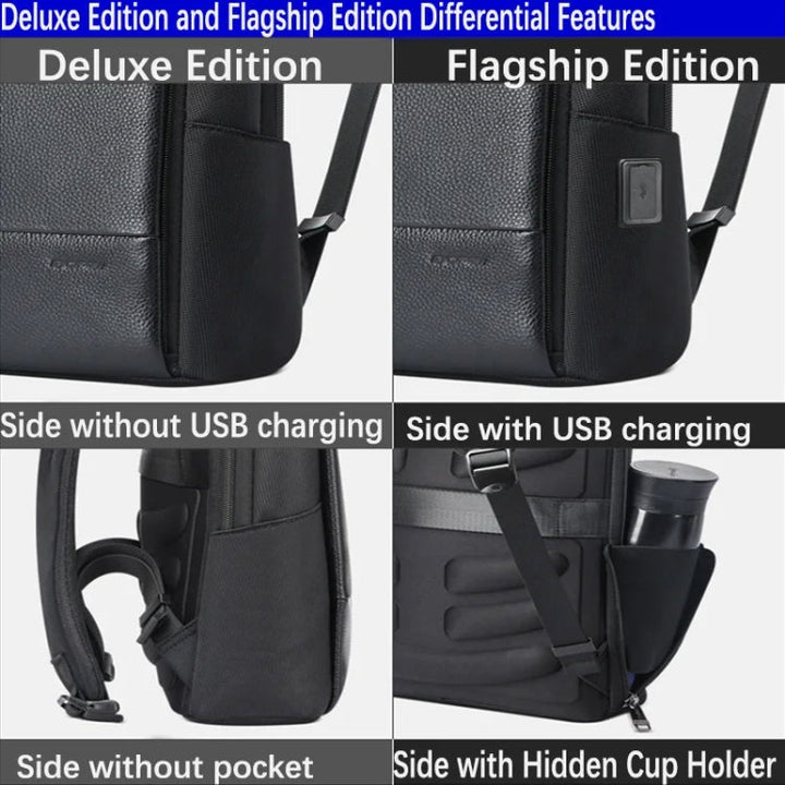 Lisslune | Bopai First Layer Cowhide Business Commuter Waterproof and Lightweight Laptop Backpack, Color: Deluxe