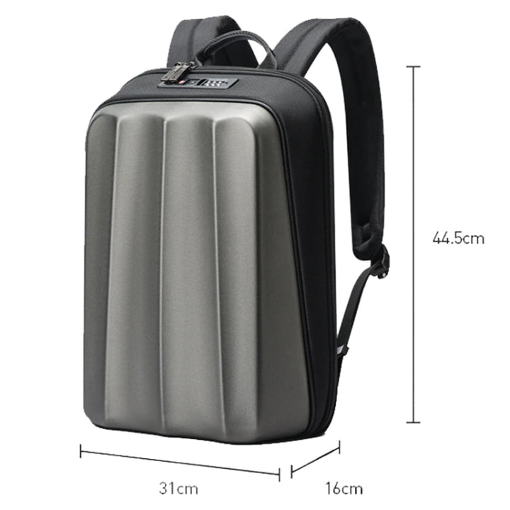 Lisslune | Bopai 61-122579 Large Capacity Hard Shell Combination Lock Waterproof Business Laptop Backpack (Gray)