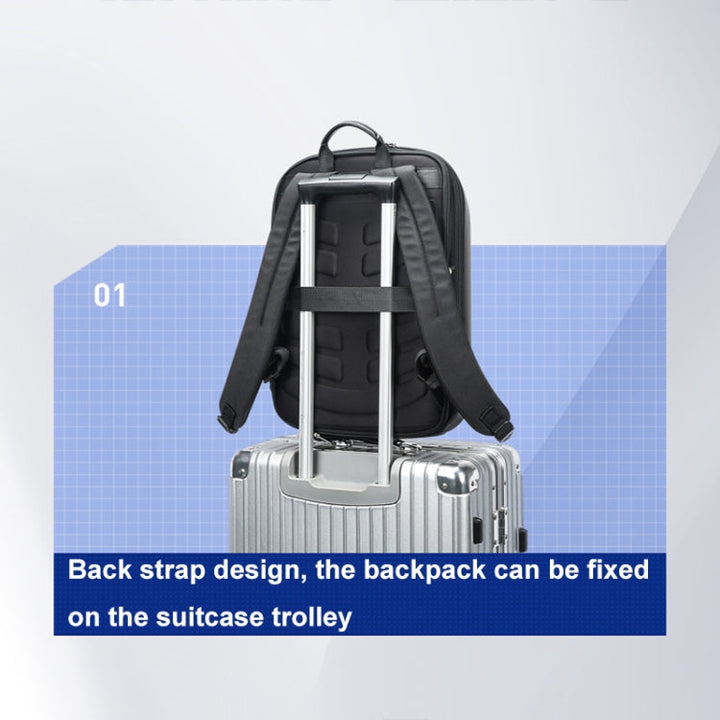 Lisslune | Bopai 61-122579 Large Capacity Hard Shell Combination Lock Waterproof Business Laptop Backpack (Gray)