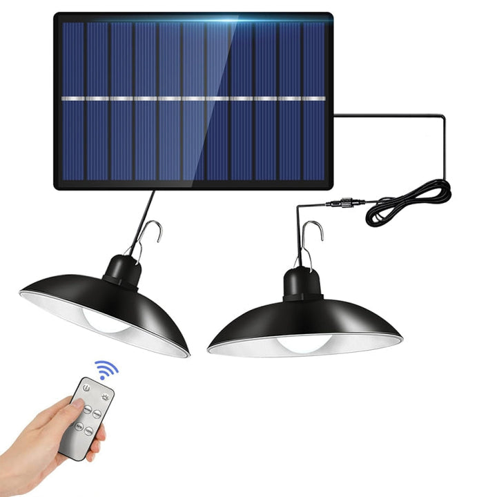 Lisslune | IP65 Waterproof Outdoor Solar LED Pendant Light Indoor Lighting, Specification: Double White Light with Remote Control