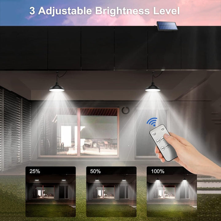 Lisslune | IP65 Waterproof Outdoor Solar LED Pendant Light Indoor Lighting, Specification: Double White Light with Remote Control
