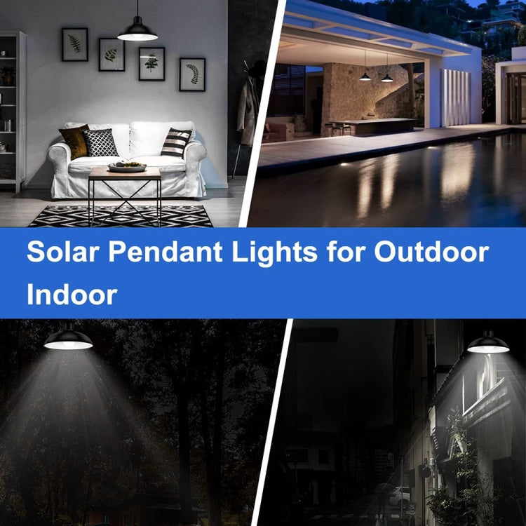 Lisslune | IP65 Waterproof Outdoor Solar LED Pendant Light Indoor Lighting, Specification: Double White Light with Remote Control