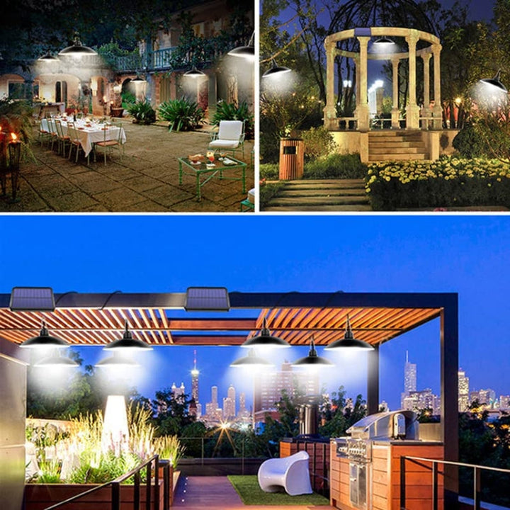 Lisslune | IP65 Waterproof Outdoor Solar LED Pendant Light Indoor Lighting, Specification: Double White Light with Remote Control