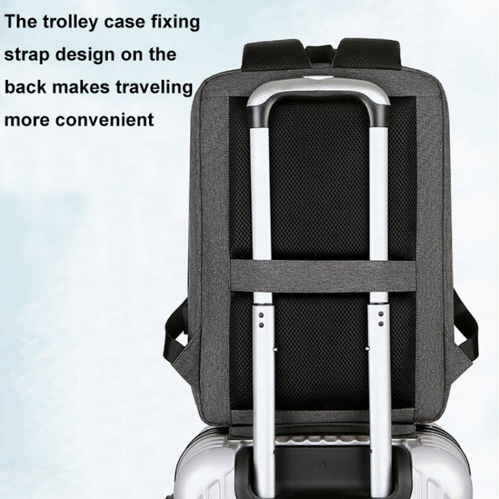 Lisslune | 17 Inch Multifunctional Waterproof Business Sport Laptop Backpack with USB Port (Navy Blue)