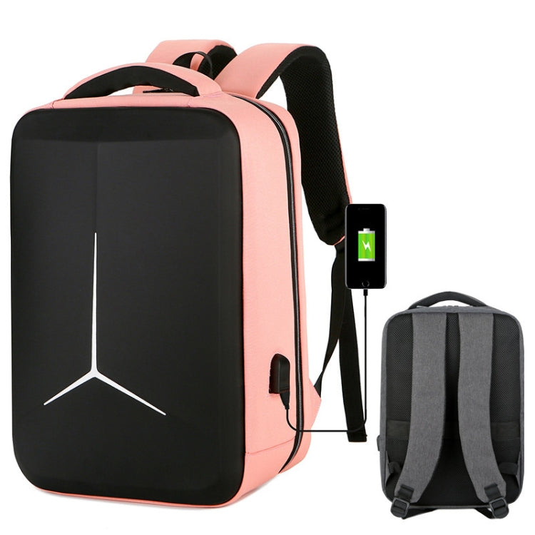 Lisslune | 15 Inch Large Capacity Waterproof Business Commuter Laptop Backpack with USB Port (Simplified Pink)