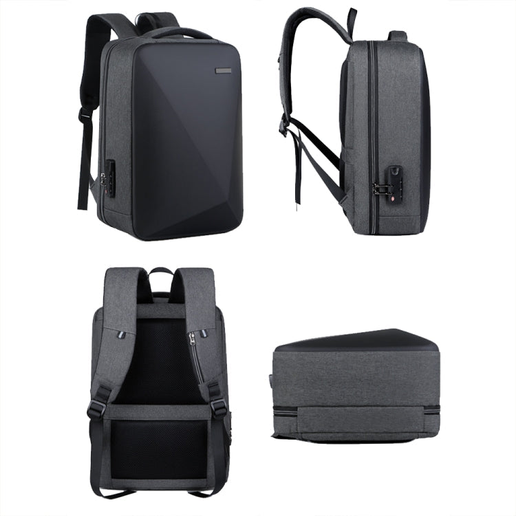 Lisslune | 16 Inch Large Capacity Password Lock Anti-Theft Laptop Backpack With USB Port (Black)
