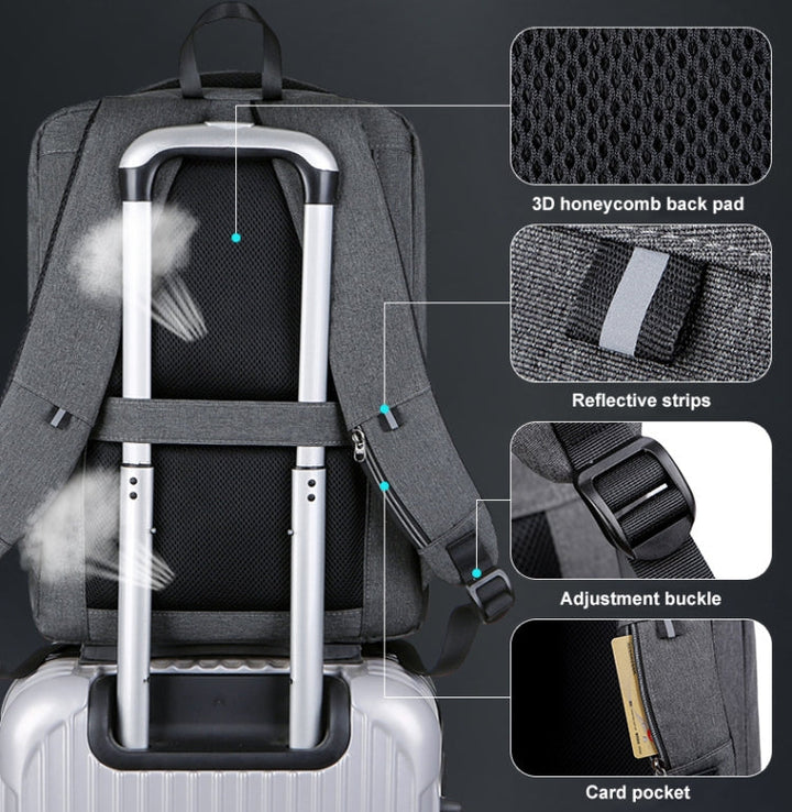 Lisslune | 16 Inch Large Capacity Password Lock Anti-theft Laptop Backpack With USB Port (Dark Gray)
