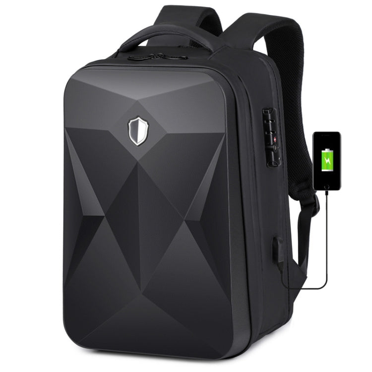 Lisslune | 17 Inch Password Lock Large Capacity Waterproof Laptop Backpack with USB Port (Black)