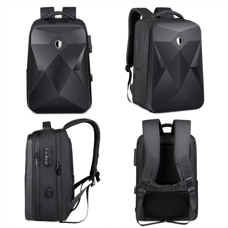 Lisslune | 17 Inch Password Lock Large Capacity Waterproof Laptop Backpack with USB Port (Black)