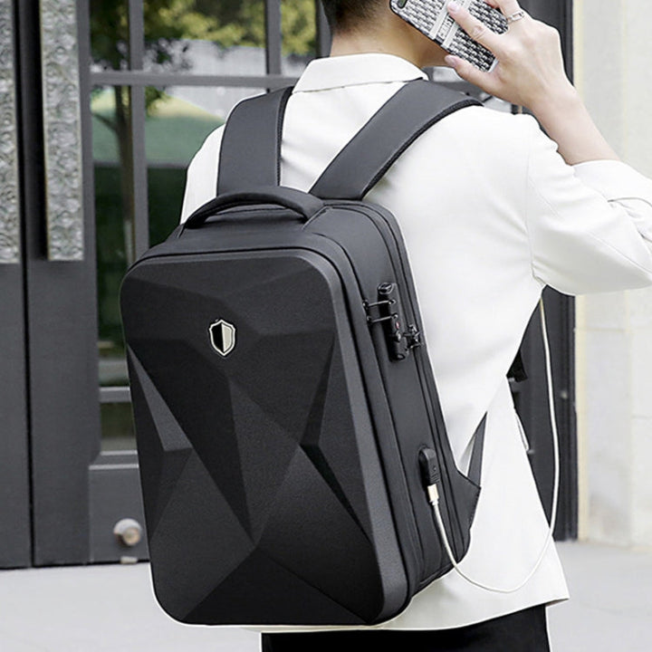 Lisslune | 17 Inch Password Lock Large Capacity Waterproof Laptop Backpack with USB Port (Black)
