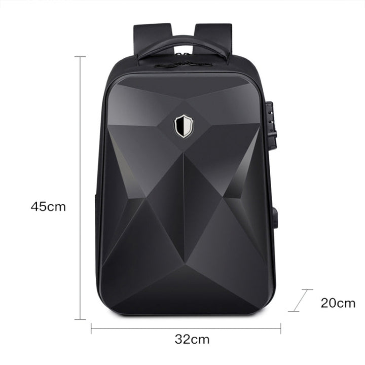 Lisslune | 17 Inch Password Lock Large Capacity Waterproof Laptop Backpack with USB Port (Black)