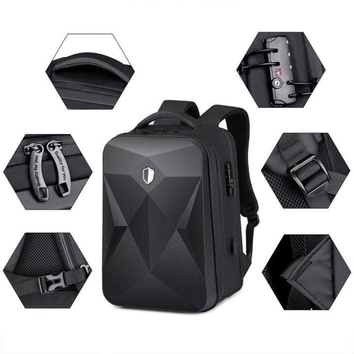 Lisslune | 17 Inch Password Lock Large Capacity Waterproof Laptop Backpack with USB Port (Black)