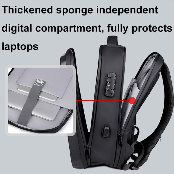 Lisslune | 17 Inch Password Lock Large Capacity Waterproof Laptop Backpack with USB Port (Dark Gray)