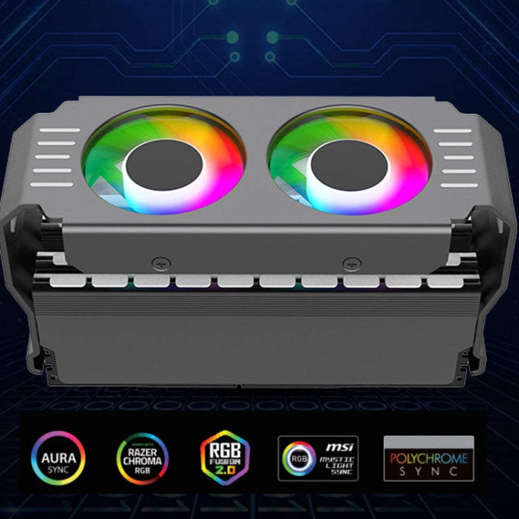 Lisslune | Desktop ARGB Memory Cooler PWM Temperature Control Dual-Fan, For DDR / DDR2 / DDR3 / DDR4 / DDR5 (Black)