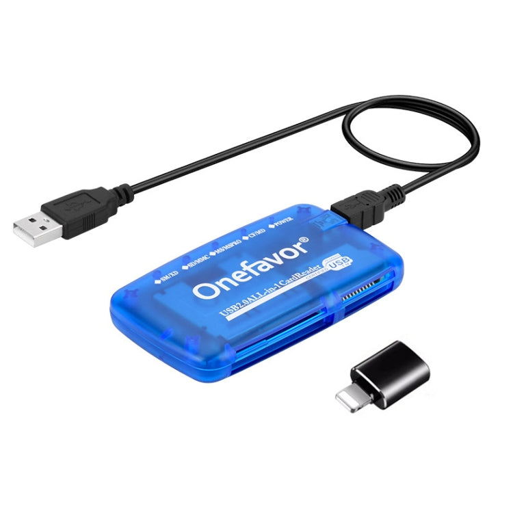 Lisslune | Onefavor All-in-One Card Reader Support SM / XD / SD / MMC / MS / CF Card, Model: Card Reader + 8-Pin Adapter