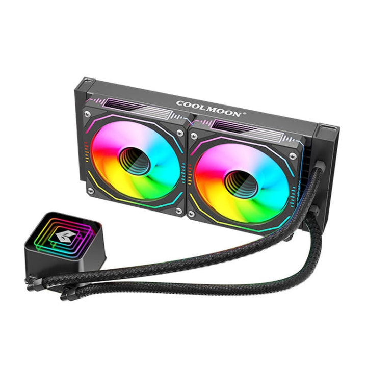 Lisslune | COOLMOON Glacier 240 Water Cooler Radiator Desktop ARGB Multi-Platform Integrated Lens CPU Water Cooling Fan, Color: Black