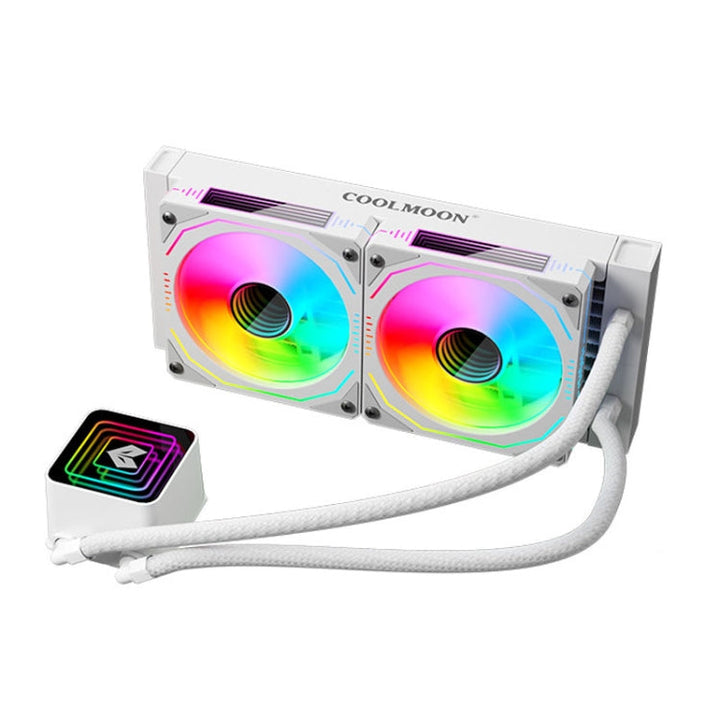 Lisslune | COOLMOON Glacier 240 Water Cooling Radiator Desktop ARGB Multi-Platform Integrated Lens CPU Water Cooling Fan, Color: White