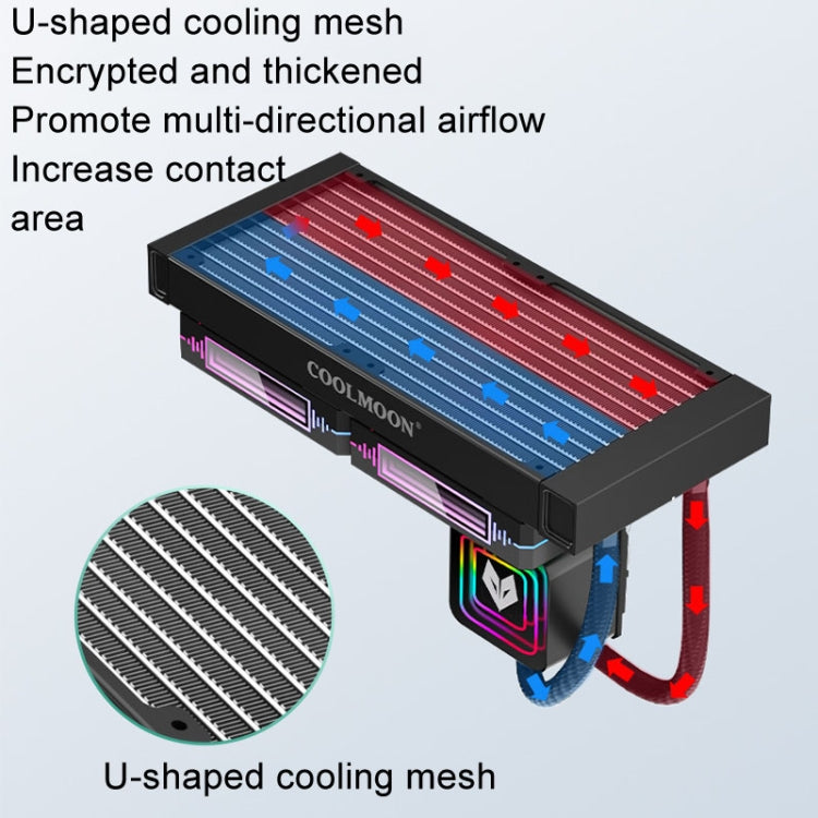 Lisslune | COOLMOON Glacier 240 Water Cooler Radiator Desktop ARGB Multi-Platform Integrated Lens CPU Water Cooling Fan, Color: Black