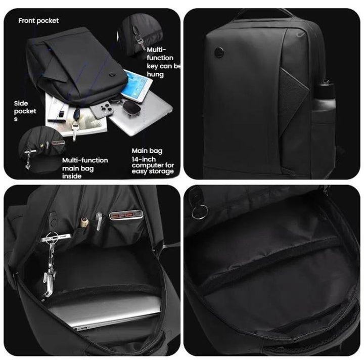 Lisslune | WEPOEWR Men's 14-Inch Laptop Backpack Waterproof Large Capacity Business Commuter Backpack (Black)
