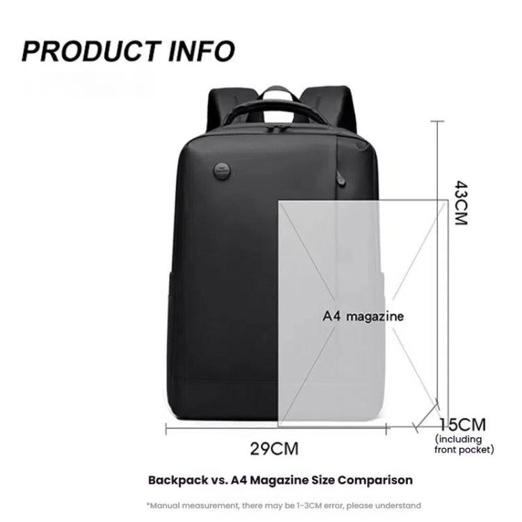 Lisslune | WEPOEWR Men's 14-Inch Laptop Backpack Waterproof Large Capacity Business Commuter Backpack (Black)