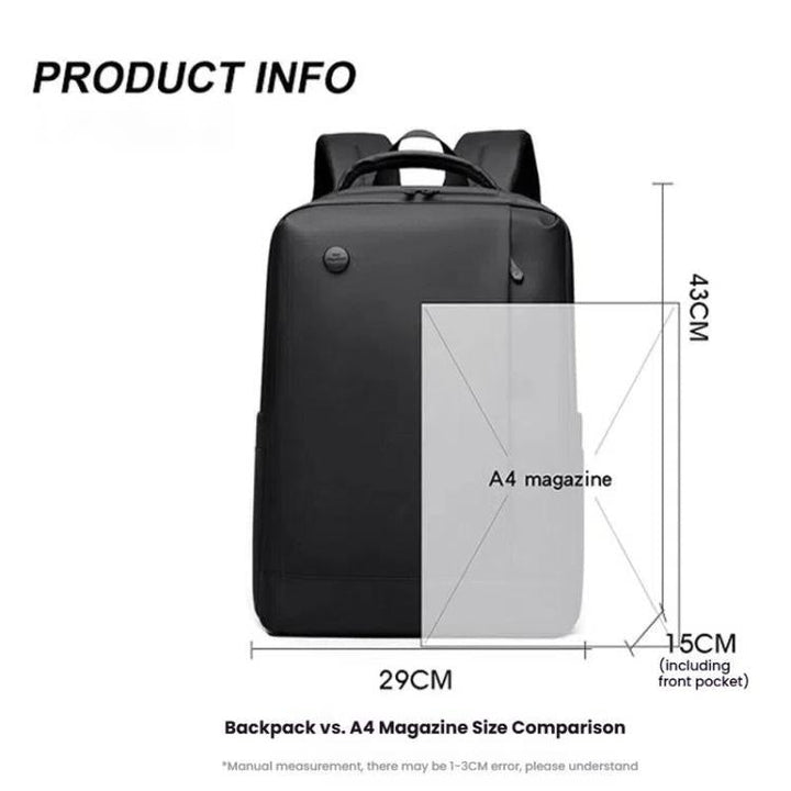 Lisslune | WEPOEWR Men's 14-Inch Laptop Backpack Waterproof Large Capacity Business Commuter Backpack (Black)
