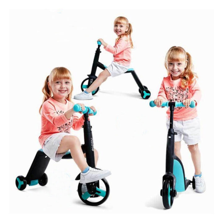Lisslune | nadle Foldable Three-Wheeled Three-Mode Balance Bike Kids Scooter (Blue)