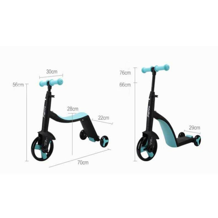 Lisslune | nadle Foldable Three-Wheeled Three-Mode Balance Bike Kids Scooter (Blue)