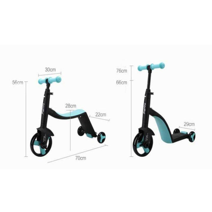 Lisslune | nadle Foldable Three-Wheeled Three-Mode Balance Bike Kids Scooter (Blue)