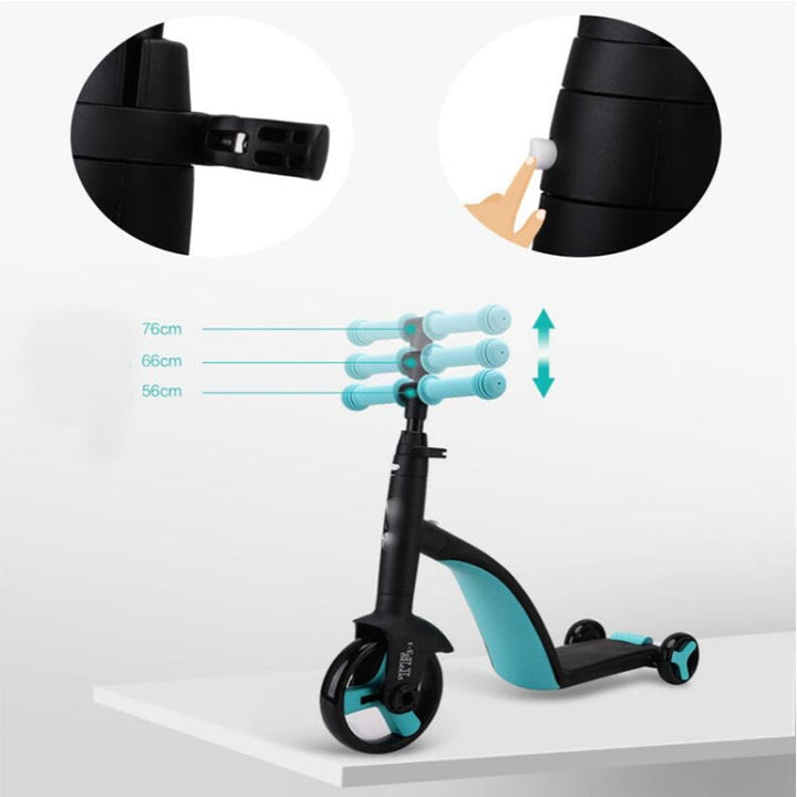 Lisslune | nadle Foldable Three-Wheeled Three-Mode Balance Bike Kids Scooter (Blue)